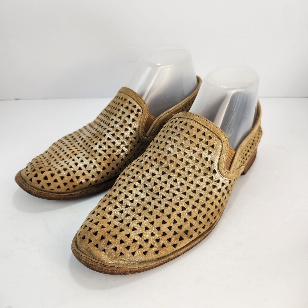 Trask Ali Perforated Women's Camel Suede Slip-On Casual Shoes Size 8.5M